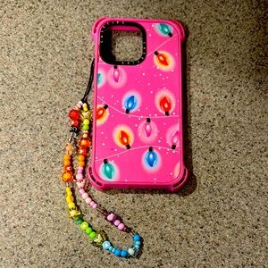 Casetify Bounce Pink Phone Case for Iphone 15 Pro Max w Beaded wristlet strap